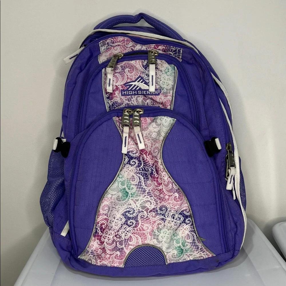 High Sierra Purple Swerve Backpack Lavender Delicate Lace White